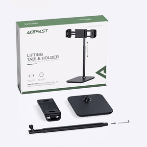 Acefast teleskopinis telefono ir planšetės laikiklis (135–230 mm pločio) stalui, 360° juodas (E4 juodas)