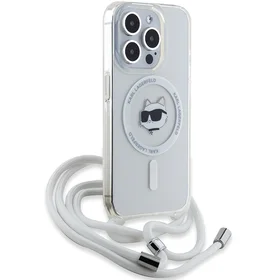 Karl Lagerfeld IML Choupette Head & Cord Magnetinis dėklas iPhone 14 Pro - skaidrus