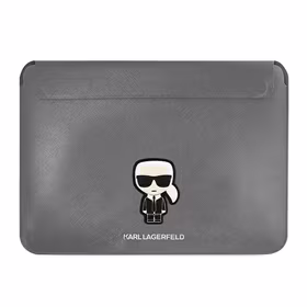 Karl Lagerfeld Saffiano Ikonik Karl dėklas 16" nešiojamam kompiuteriui - sidabrinis