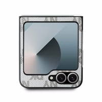 DKNY Checkered Pattern Printed Stripes Dėklas telefonui Samsung Galaxy Z Flip 6 - smėlinas