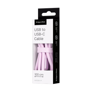 Kruger&Matz Basic USB–USB-C silikoninis kabelis, 1 m, rožinis