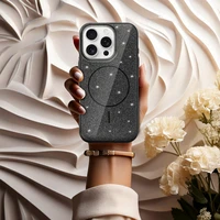 Magnetinis plonas blizgus dėklas telefonui Iphone 16e juodas