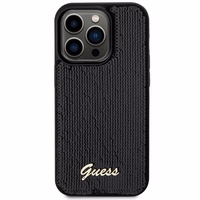 Guess Sequin Script Metal dėklas telefonui iPhone 13 Pro Max - juodas