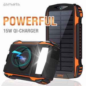 4smarts TitanPack UltiMag tvirto korpuso išorinė baterija su saulės elementu, 20 000 mAh – juoda ir oranžinė