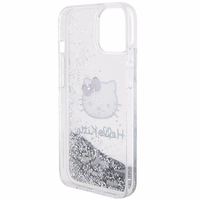 Hello Kitty Liquid Glitter Charms Kitty Head dėklas telefonui iPhone 15 - sidabrinis