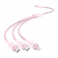 USB 2.0 A-3in1 3A kabelis Vention CTPPG 1,5 m (rožinės spalvos)