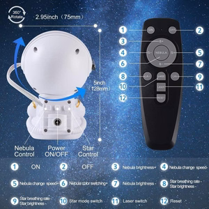 LED 3D galaktikų ir žvaigždžių projektorius Reach Mini Astronaut, baltas