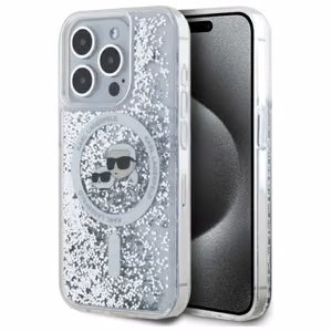 Karl Lagerfeld Liquid Glitter Karl & Choupette Head Magsafe Чехол для iPhone 15 Pro Max - прозрачный