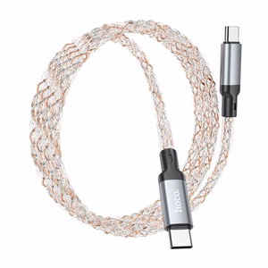 Kabelis USB C į USB C Hoco 3A 60W LED 1 m X112 pilkas