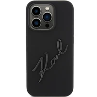 Karl Lagerfeld silikoninis dėklas Karl Script iPhone 15 Pro - juodas