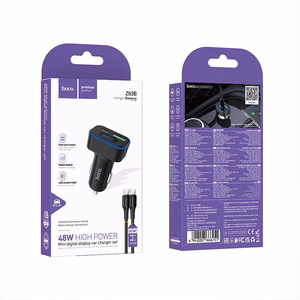 Car charger Hoco USB A + USB C PD QC3.0 48W + cable USB C to C Z63B black
