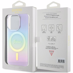 Guess GUHMP15LHITSU iPhone 15 Pro 6.1" violetinė/violetinė kietas dėklas IML Iridescent Magnetinis