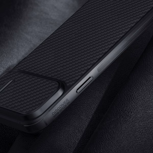 Nillkin Synthetic Fiber S dėklas iPhone 14 Plus su kameros dangteliu, juodas