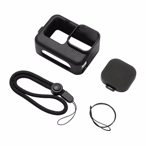 Puluz Silicone Case for GoPro HERO12, HERO11, HERO10, and HERO9 Black with Lens Cover and Strap (Black)