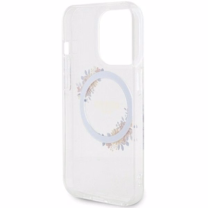 Guess IML Flowers Wreatch MagSafe dėklas telefonui iPhone 15 Pro Max - skaidrus