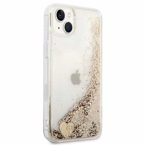 Guess GUOHCP14MGLHFLGO iPhone 14 Plus 6.7 "auksinis / auksinis kietas dėklas Blizgučiai Pakabukai