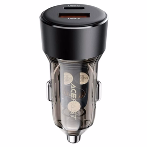 Automobilinis įkroviklis Acefast B12 60W USB-C/USB-A juodas