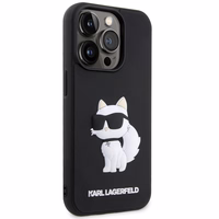 Karl Lagerfeld KLHCP14X3DRKHNK iPhone 14 Pro Max 6.7" juodas/juodas kietas dėklas Rubber Choupette 3D