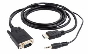 Gembird A-HDMI-VGA-03-10 vaizdo kabelio adapteris 3 m HDMI + 3.5mm VGA (D-Sub) juodas