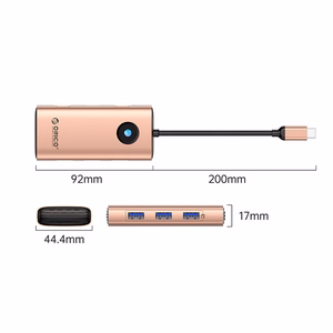 Orico PW11 6in1 USB-C Docking Station 3x USB-A 3.0 1x USB-C PD 100W 1x HDMI 4K 30Hz 1x RJ45 Gigabit Ethernet - Rose Gold