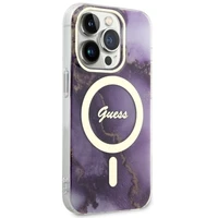Guess GUHMP14LHTMRSU iPhone 14 Pro 6.1" violetinis/violetinis kietas dėklas Auksinis Marmuras MagSafe
