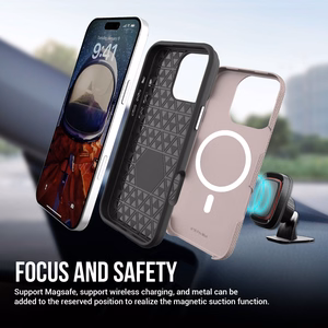 Dėklas Perfectionists Triangle Mag Case Apple iPhone 15 Pro rožinio aukso