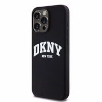DKNY Liquid Silicone White Printed Logo MagSafe Dėklas telefonui iPhone 14 Pro Max - juodas (m)
