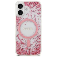 "Guess Resin Bottom Glitter MagSafe" dėklas "iPhone 17" - rožinis