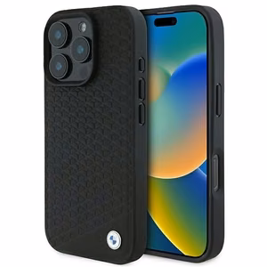 BMW Parašas Odinis Deimantas Metalinis Logotipas Magnetinis dėklas telefonui iPhone 16 Pro Max - juodas