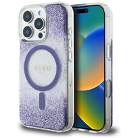 Guess HC Resin Bottom Glitter Magnetinis dėklas iPhone 16 Pro - violetinis