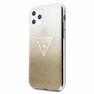 Guess GUHCN65SGTLGO kietas dėklas iPhone 11 Pro Max Glitter Triangle – auksinis