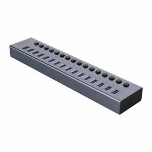 Orico BT2U3-16AB Šakotuvas 16x USB-A 3.0 su jungikliais - pilkas