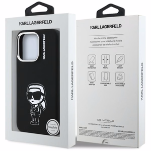 Karl Lagerfeld Silikoninis Karl Sketch MagSafe Dėklas for iPhone 16 Pro Max - juodas
