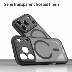 Juodas magnetinis matinis PC ir TPU dėklas iPhone 18 Pro / 17 Pro, atsparus kritimams