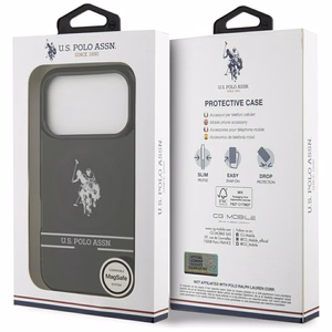 US Polo DH ir apatinės juostos logotipas Magnetinis dėklas telefonui iPhone 17 Pro - juodas