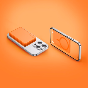 Forcell F-Energy Slim F5K9 išorinė baterija, suderinama su MagSafe, 5000 mAh, 15 W, QC 4.0, PD 3.0, oranžinė