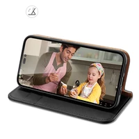 Dux Ducis Hivo odinis atverčiamas dėklas tikros odos piniginė kortelėms ir dokumentams iPhone 14 Pro Max juoda