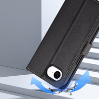 Dux Ducis Lawa iPhone 16e odinis dėklas su nuimama magnetine pinigine - juodas