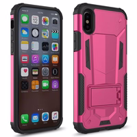 Zizo Hybrid Transformer Cover - Tough Cover iPhone X with Kickstand (Hot rožinis/juodas)