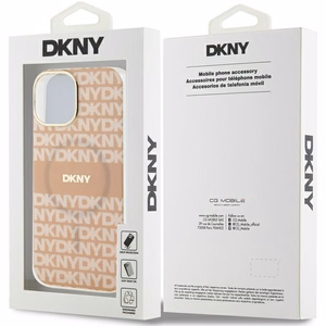 DKNY IML Mono ir juostelės Magnetinis dėklas iPhone 15 / 14 / 13 - rožinė