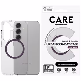 CARE by PanzerGlass Flagship Urban Combat Purple QI dėklas Samsung Galaxy S25 - skaidrus