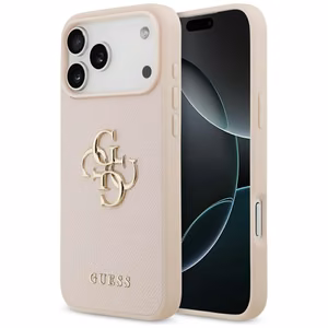 Guess Grained Big 4G & Classic Logo чехол для iPhone 17 Pro Max - розовый