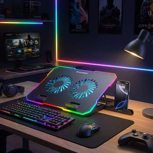 Wozinsky WDCX-A26 NitroCool RGB žaidimų nešiojamojo kompiuterio aušinimo kilimėlis juodas