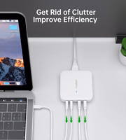 Choetech PD8008 100W GaN greito įkrovimo įkroviklis 2x USB-A / 2x USB-C - baltas