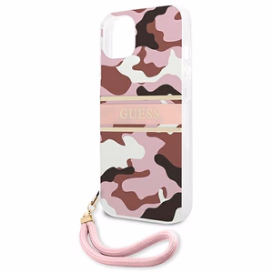 Guess GUHCP13SKCABPI iPhone 13 mini 5.4" rožinis/rožinis kietas dėklas Camo Dirželis Kolekcija
