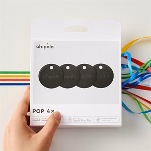 Chipolo POP Bluetooth sekiklis su keičiama baterija, skirtas iOS ir Android, 4 vnt., juodas