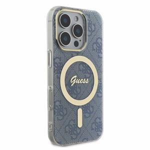 Guess IML 4G Magnetinis dėklas telefonui iPhone 16 Pro - mėlynas