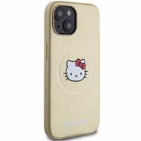 Hello Kitty odinis Kitty Head magnetinis dėklas telefonui iPhone 15 - auksinis