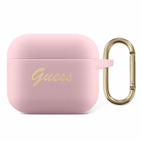 Guess GUA3SSSI AirPods 3 dėklas rožinė/rožinė Silikonas Vintage Script