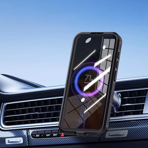 Vandeniui atsparus dėklas SHELLBOX MARS su metaliniu žiedu, skirtas SAMSUNG S25, juodas